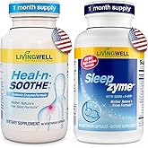 Sleepzyme & HEAL-N-SOOTHE Bundle – Sleep Supplement with Melatonin, GABA, Magnesium and L-Theanine + Joint and Mobility Supplement with Proteolytic Enzymes, Turmeric, Ginger, Boswellia & Bromelain