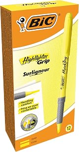 BIC Highlighter Grip Pens Yellow Box of 12