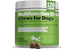Deley Naturals Dog Multivitamins Chewable - 15 in 1 Dog Vitamins and Supplements for Immune System, Skin, Joint Support & Dig
