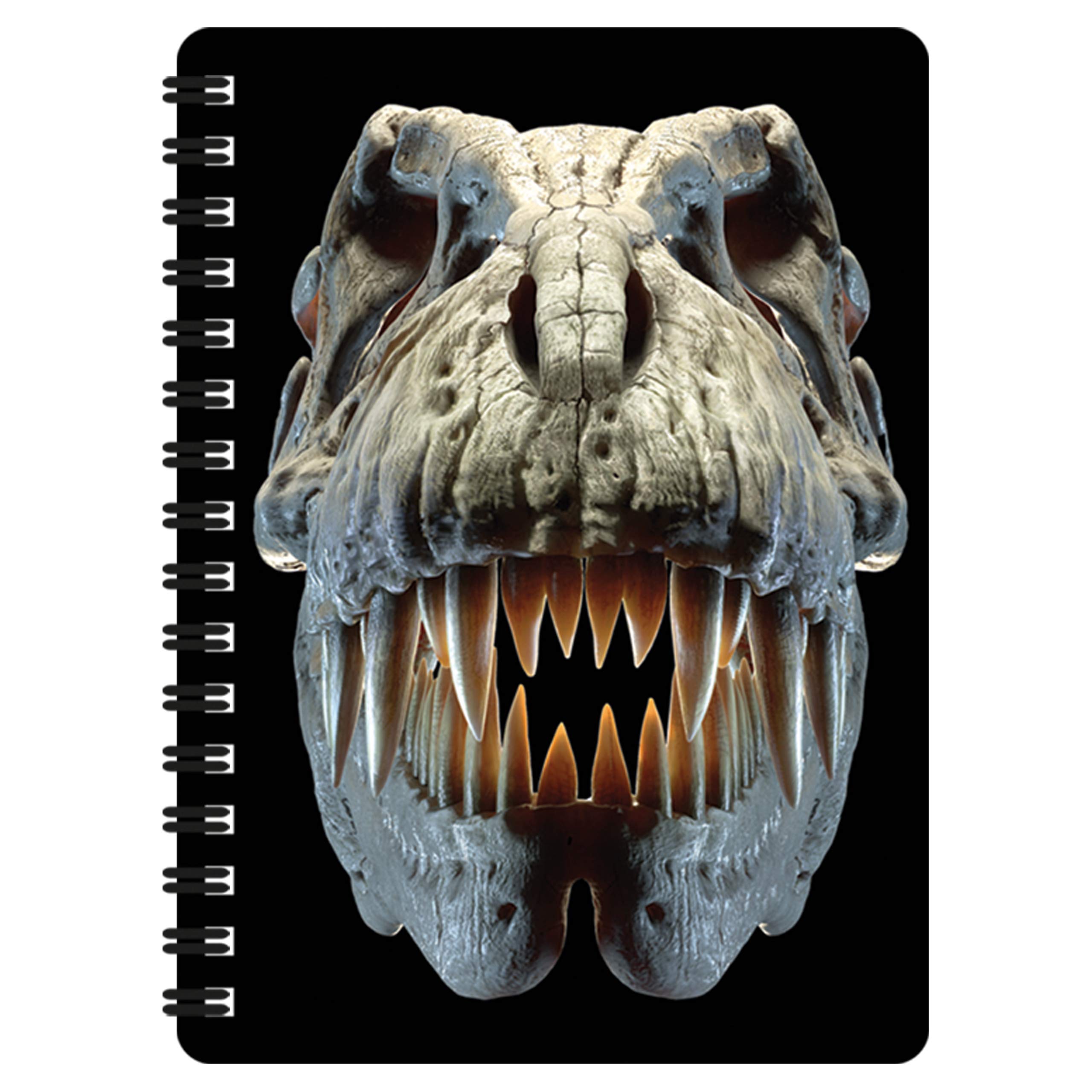 3D LiveLife Jotter - T-Rex Skull from Deluxebase. Lenticular 3D Dinosaur A6 Spiral Notebook with plain recycled paper pages. Artwork licensed from renowned artist David Penfound