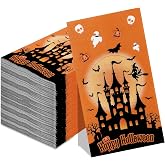 Halloween Guest Napkins Paper, 100 Pcs Halloween Disposable Hand Towels, Decorative Paper Hand Towels 2-Ply with Pumpkin Ghost Bats Castle for Halloweens Holiday Dinner Party Kitchen Bathroom Supplies