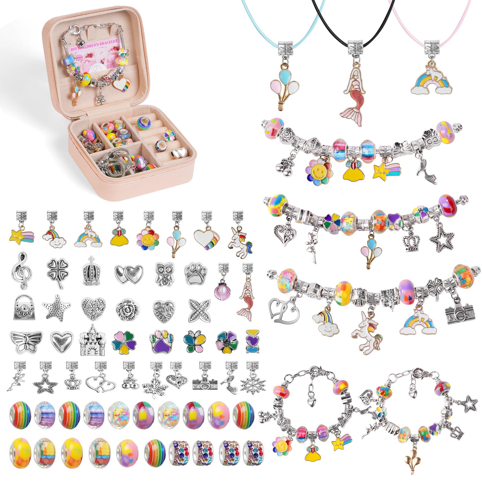 AUAUY Charm Bracelet Making Kit - 66pcs Gifts for Girls & Boys, Arts & Crafts for Kids Age 5-10 — image 1