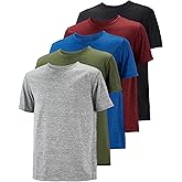 WHITE PEAK TRADING COMPANY 5 Pack Mens Workout T-Shirts Quick-Drying Athletic Short Sleeve Crew Neck Running Gym Tee Tops