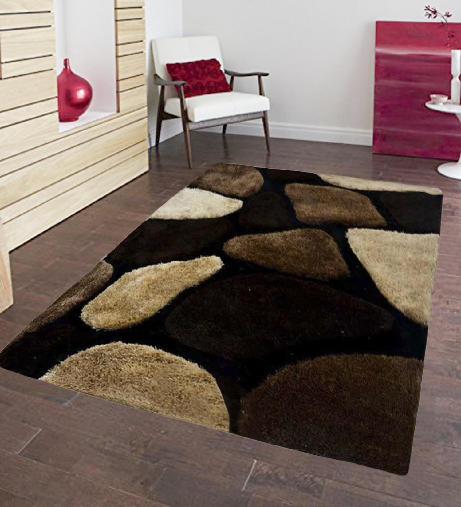 Glamkaart Hand Tufted Brown Stone Carpet 3x5 Feet