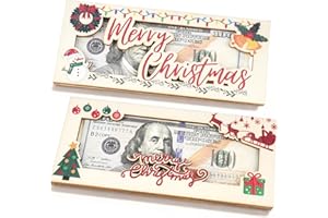MASON LIFE Christmas Money Holders for Cash 2Pcs with Snowman Xmas Tree Pattern Wooden Money Box Christmas Cash Gift Envelopes Decorations Gift for Family, Friends, Colleagues, Employee, Students.