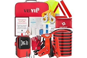 VEIYIE Roadside Emergency car kit for Vehicles, car First aid kit Emergency kit with Portable Air Compressor, Heavy Duty Jump