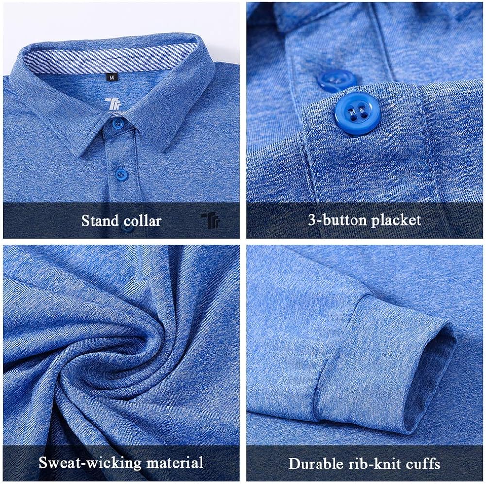 TBMPOY Men's Regular Fit Short Sleeve Thermal Long Sleeve Polo Shirt Quick-Dry Golf Sports Shirt Pullover: Clothing