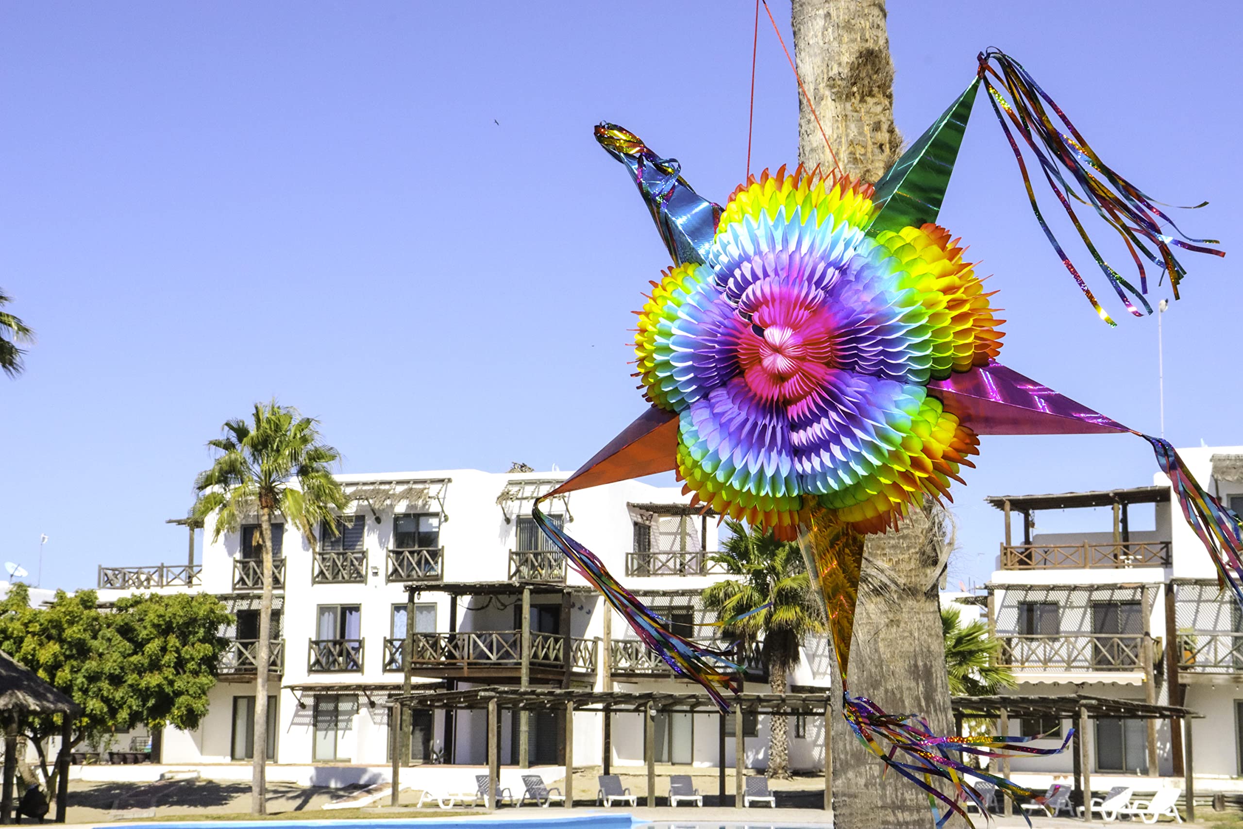 Celly Party Mexican Star Pinata, Rainbow Colorful 32 Inch Large Foldable Pinata for Birthdays, Cinco de Mayo, Halloween, Festivals, Holds 4 lbs Candy