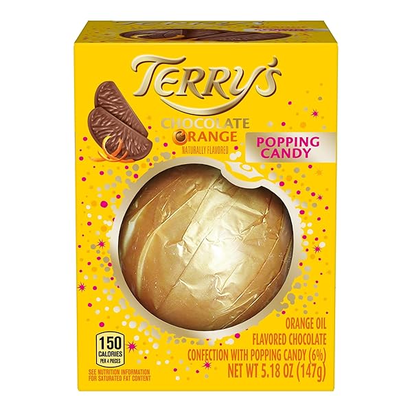 TERRY’S POPPING CANDY CHOCOLATE ORANGE, ORANGE FLAVORED CONFECTION WITH POPPING CANDY 5.18OZ