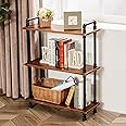 Anynice Industrial Bookshelf, 3 Tier Pipe Shelving, Industrial Pipe Shelf - Rustic Brown, 29.5" L x 11.8" W x 39" H