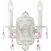 Paris Market 2 Light Rose Crystal Antique White Sconce