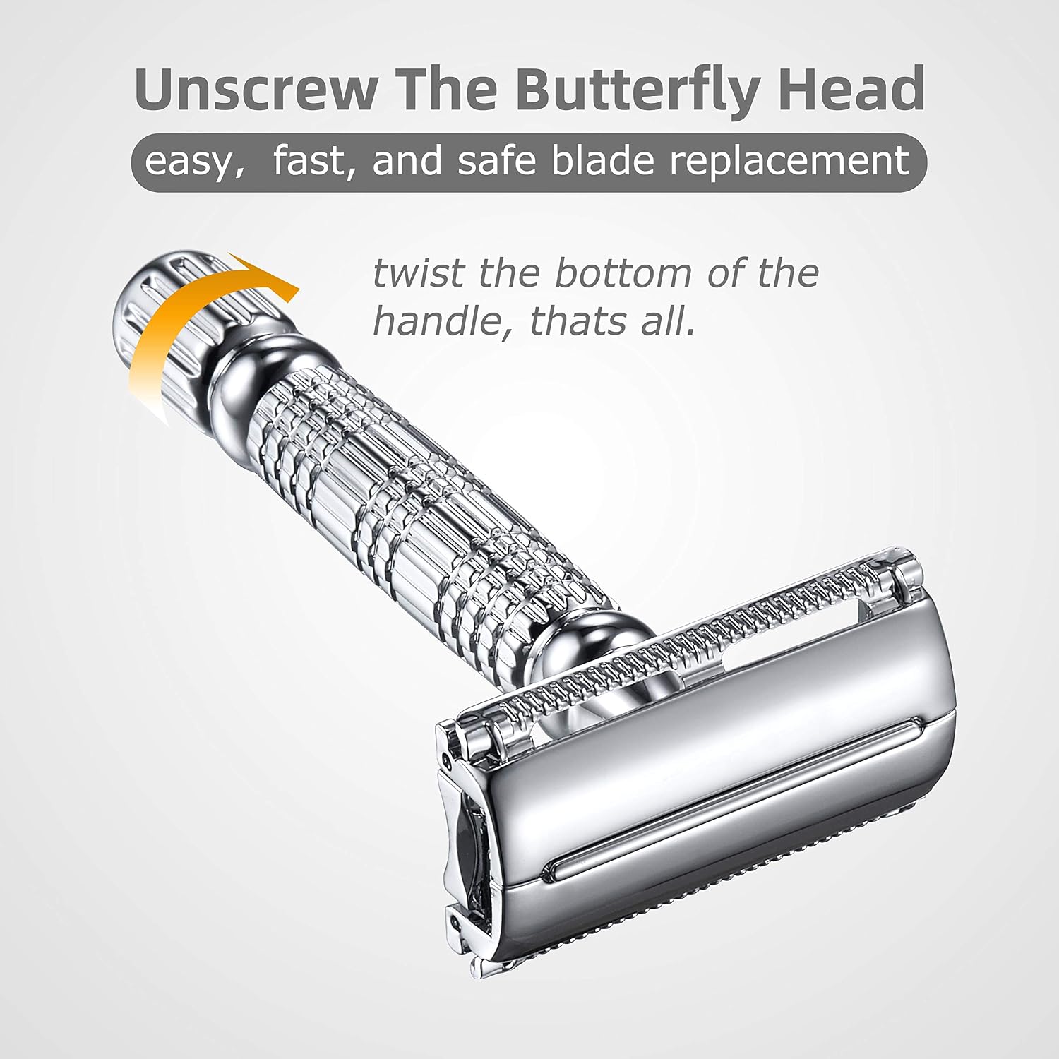 BAILI Butterfly Double Edge Safety Razor Rust-proof Reusable Manual Stainless DE Wet Shaving for Men Women with Mirrored Travel Case BD179C - Image 3