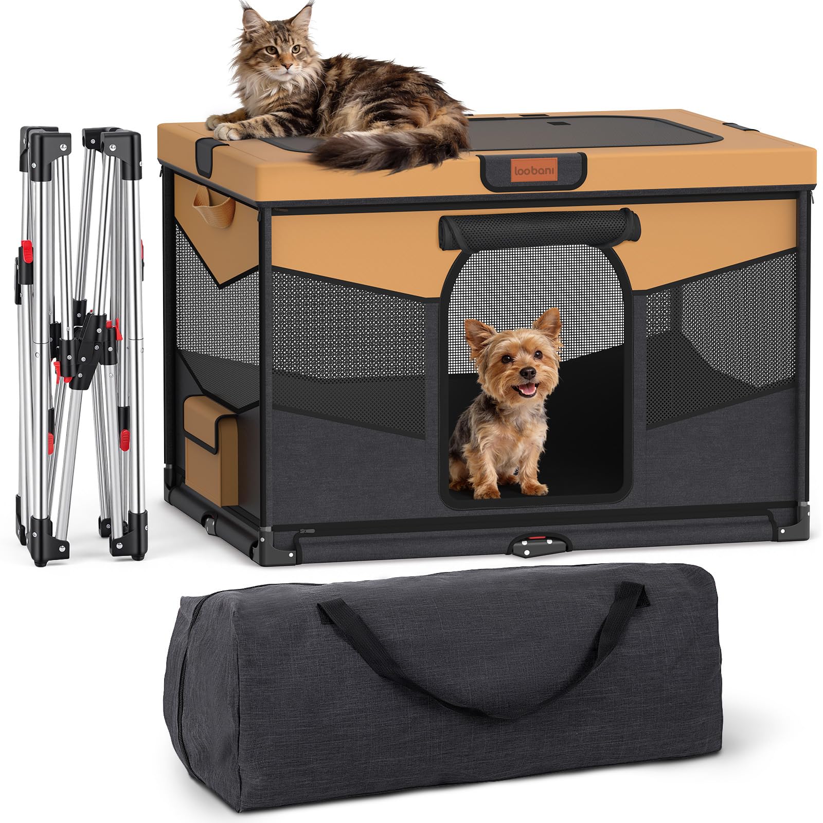 Photo 1 of LOOBANI Foldable Dog Playpen for Small Dogs- Indoor/Outdoor Puppy Playpen with Removable Washable Fabric Enclosure, Sturdy Steel Frame & 690D Oxford Cloth,Portable Crate for Puppies & Cats,32"x24"x22"
