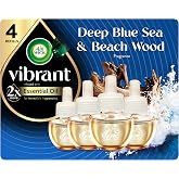Air Wick Plug In Refills, Deep Blue Sea &amp; Beach Wood, 4 ct | Air Wick scented oil refill for room fragrance, infused with essential oils; 4-count refill pack for plug-in warmers