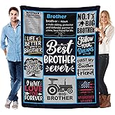 Best Brother Birthday Gifts Blanket from Sister or Brother, Christmas Fathers Day Graduation Birthday Present Gifts Ideas for Adult Brothers, Ultra Soft Flannel Throw Blanket 60" X 50"