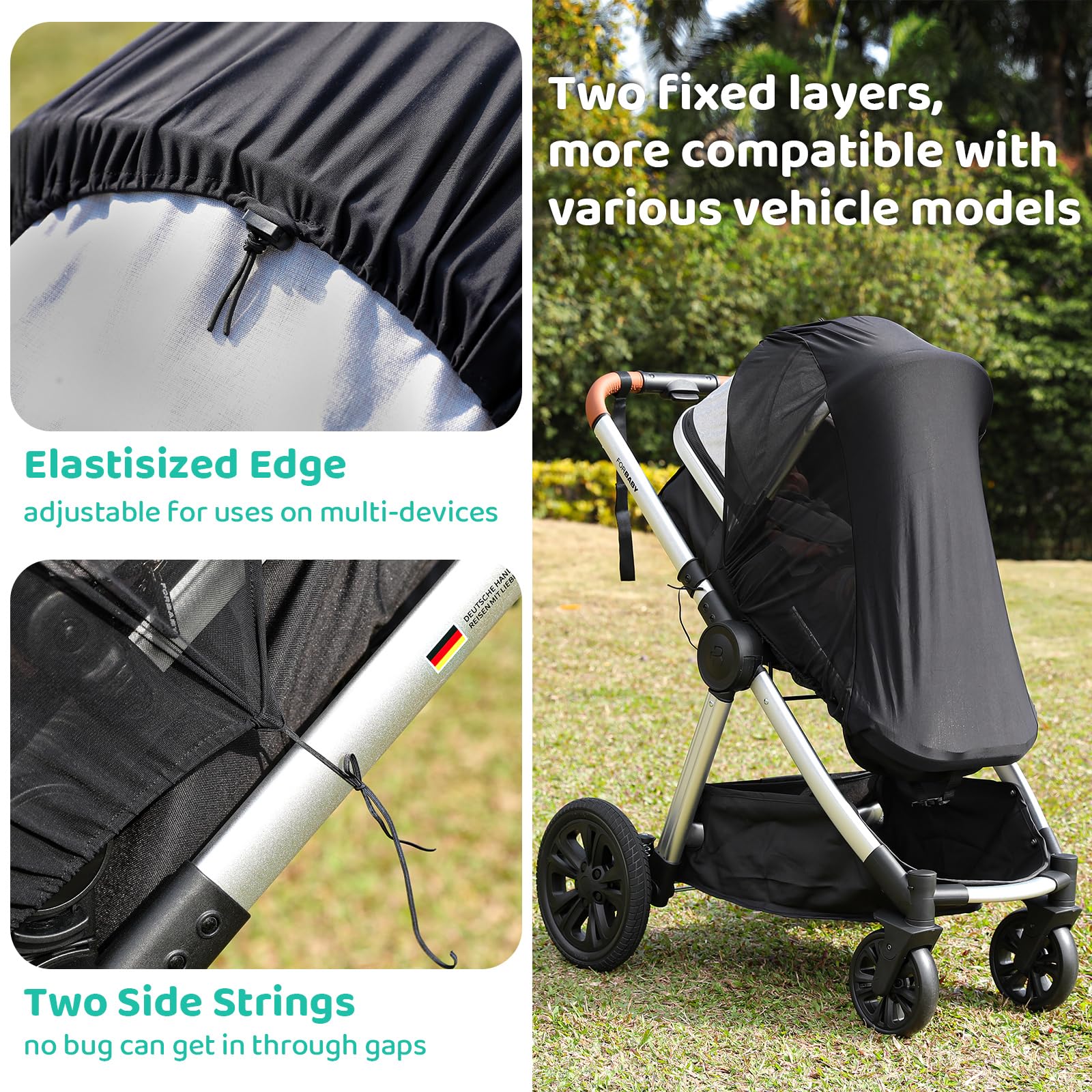 Stroller Sun Shade Cover Baby Car Seat Carrier Sunshade Pram Stroller Shade-Dark Shade Cut 96% UV Rays