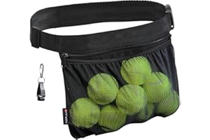 TOPJUM Tennis Ball Holder, Pickleball Holder Bag for Women, Men & Teens, Ball Pouch, Mesh Waist Hip Bag Carrier, Easy Holding 6-8 Pickle Balls or Tennis, Versatile Accessories & Gifts