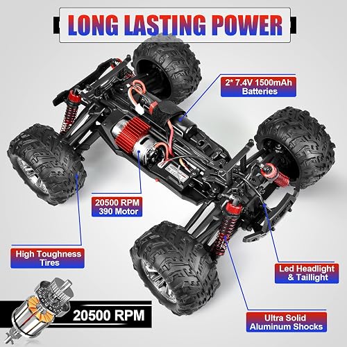 Hosim Voiture télécommandée 2 batteries, 4WD RC Offroad Camion tout