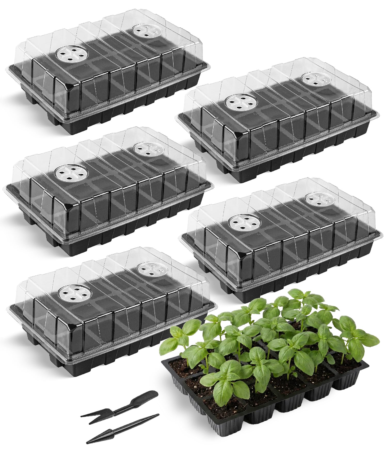 Photo 1 of Mr. Pen 5-Set Seed Starter Tray Kits, Durable Plant Germination Trays with Humidity Vented Domes and Bases, Ideal for Seed Starting, Indoor Gardening, and Greenhouse