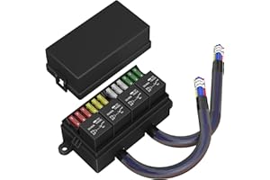 RVBOATPAT Fuse Relay Box with 4 pcs 4 Pin Relays and 12 pcs ATC/ATO Blade Fuses, Pre-Wired 12V Fuse Relay Box with Relay Kit 