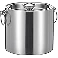 CAOANTRY Ice Bucket with Lid & Tong- Well Made Insulated Stainless Steel Keep Ice Frozen Longer - Ideal for Cocktail Bar, Parties, Chilling Wine, Champagne - 3 Liter (Stainless Steel)