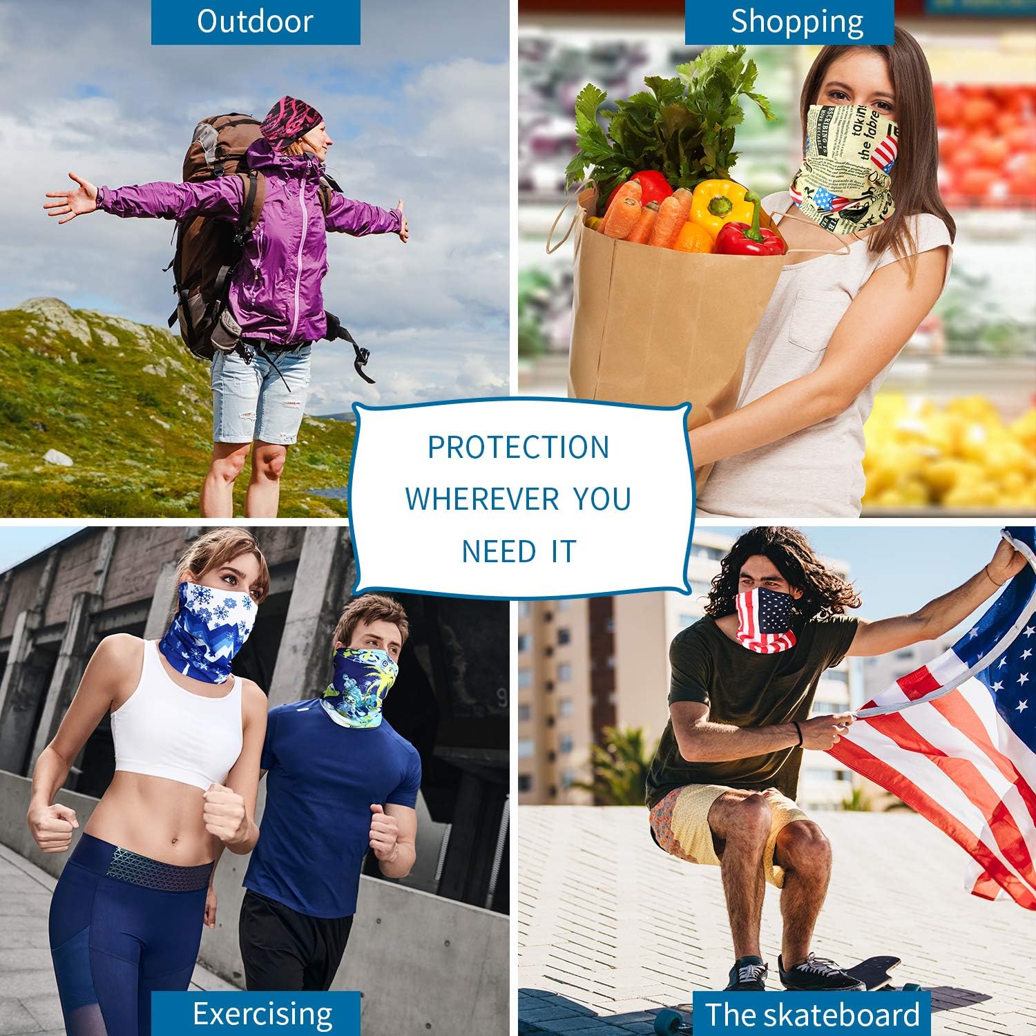 N pcs Magic Scarf Multifunctional Summer Balaclava for Neck, Face and Head Protection (US-Flags) at  Men’s Clothing store
