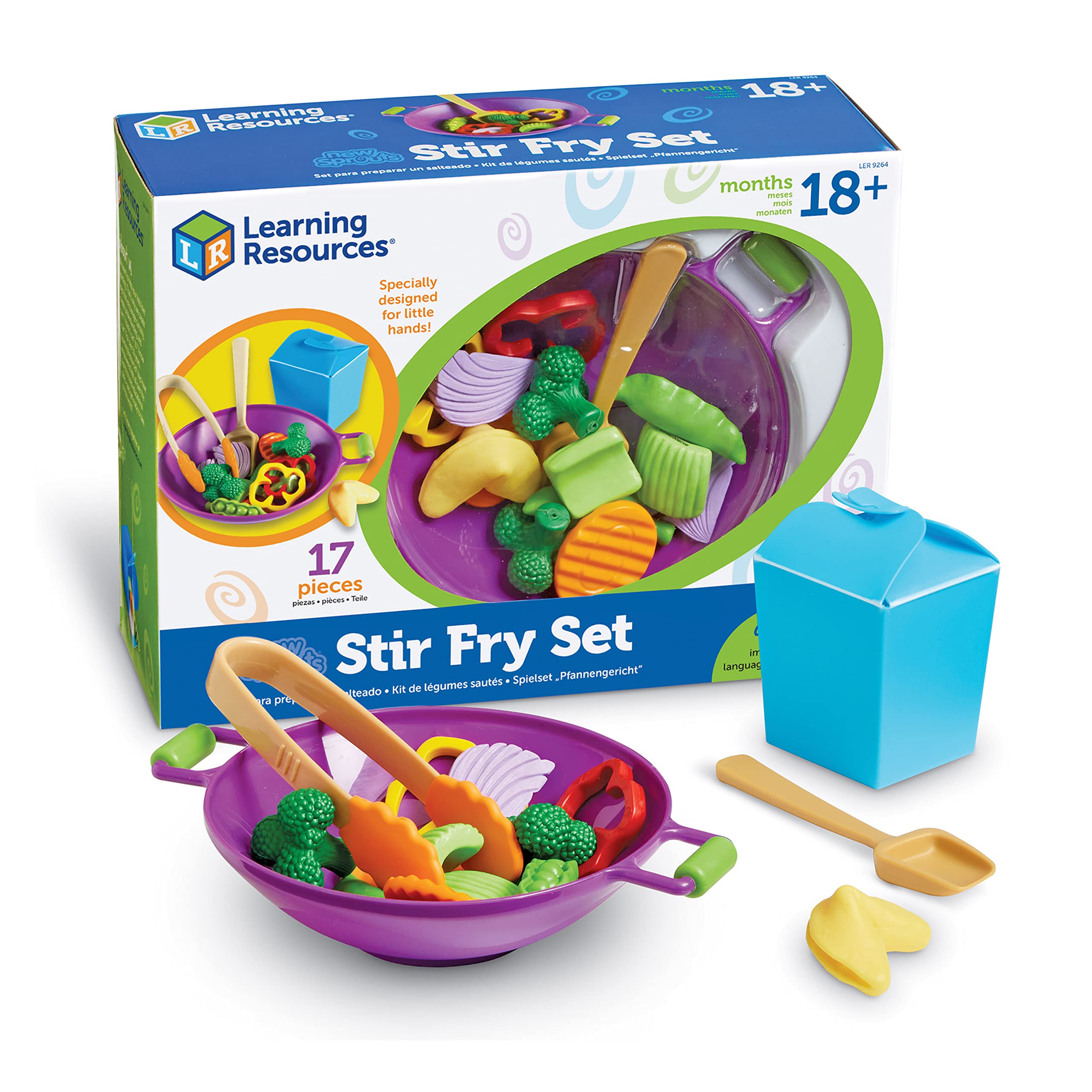 Learning Resources New Sprouts Stir Fry Set, Pretend Play Toy for Toddlers, Preschool Learning Toys, Kitchen Play Toys for Kids
