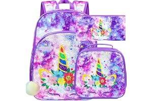 WZLVO Kids Backpack for Girls,Prechool Elementary Kindergarten School Bookbag and Lunch Box