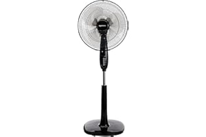 Amazon Basics Oscillating Dual Blade Standing Pedestal Fan with Remote - 16-Inch, Black