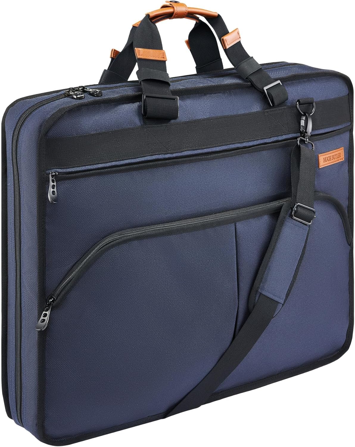 HUGH BUTLER Men's Suit Cover – Alister – Practical Travel Suit Bag – Dress Bag - Carrier - Clothes Organizer - Prevents Wrinkles – Elegant Navy Blue Colour, Perfect for Business Trips