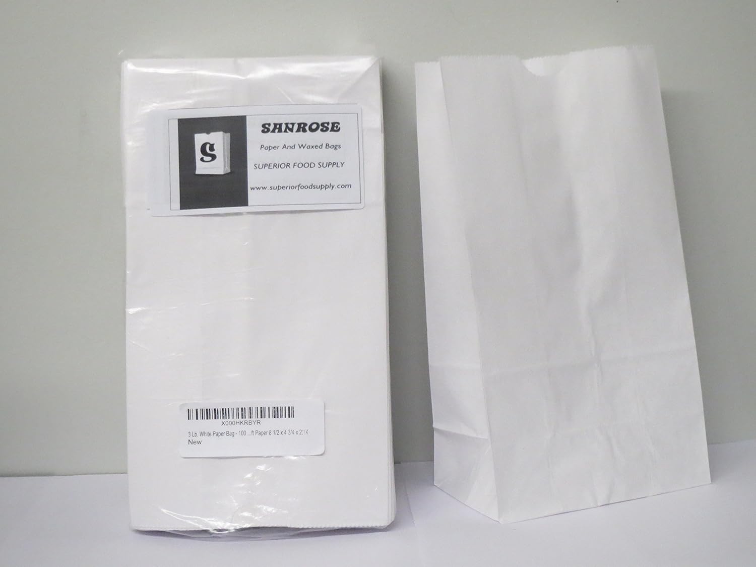 3 Lb. White Paper Bag 100 Per Pack. Rainbow Bags, White