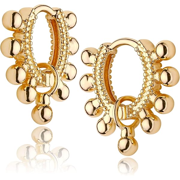 2 Pairs Cute Checkerboard Hoop Earrings For Women - 18K Gold Plated Geometric Grid Earrings - View #4