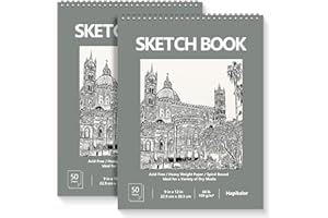HAPIKALOR 9" x 12" Sketch Book, 2-Pack 50 Sheets Spiral Bound Art Sketchbook, Acid Free Artist Drawing Book Paper, Art Supplies for Kids, Craft Activities, Sketch Paper for Drawing Coloring Sketching(Green)