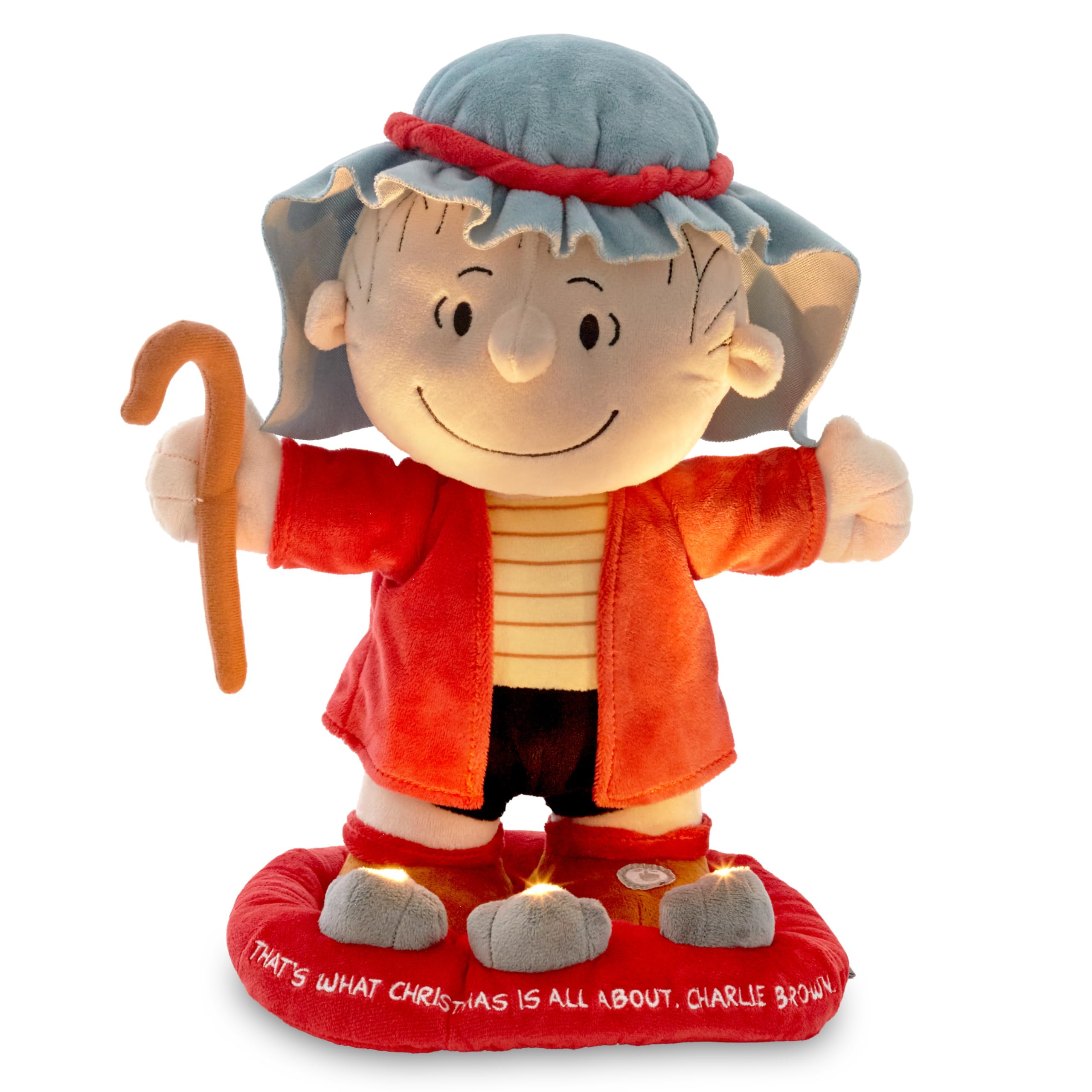 Hallmark Peanuts Plush with Sound, Motion and Light, 12″ (Linus in Shepherd Costume) Gift for Kids, Fans, Collectors