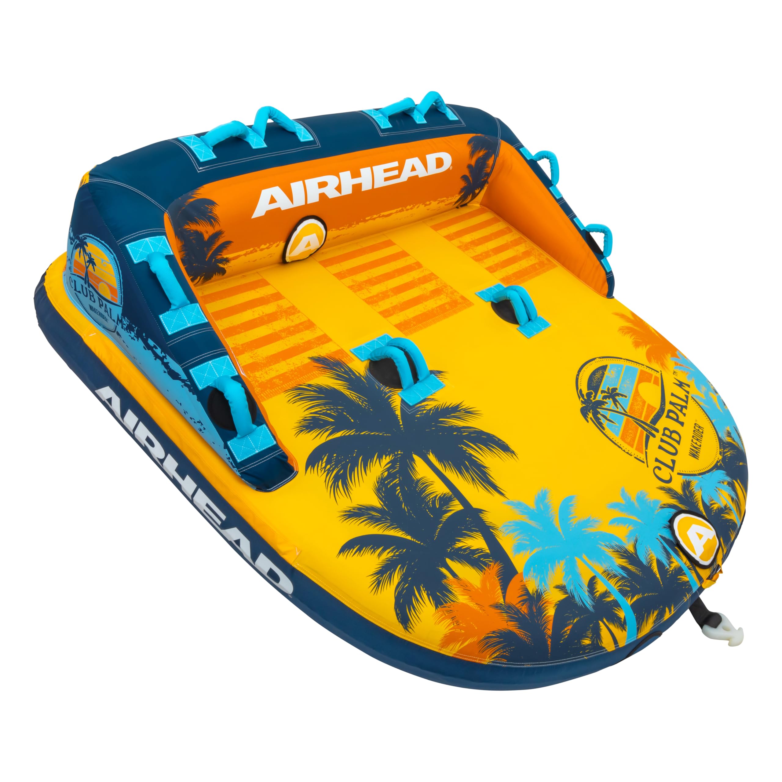 Airhead Mable Towable Tube for Boating, 1-3 Rider Inflatable Boat Tube for Water Tubing, Heavy Duty Full Nylon Cover, EVA Foam Pads, Dual Tow Point, Patented Speed Safety Valve, Club Palm