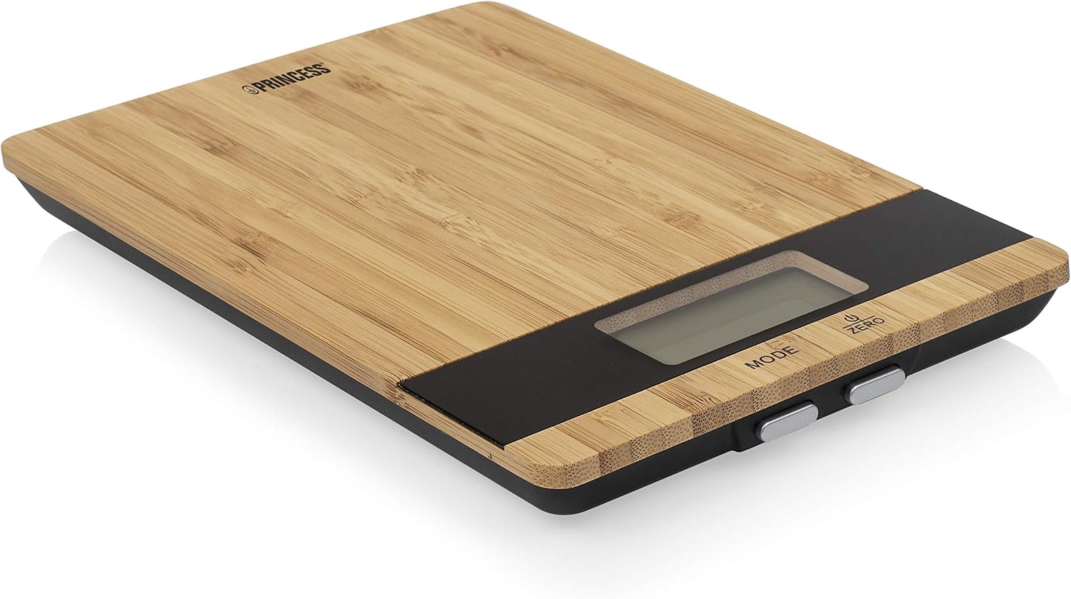 Princess 492944 Pure Kitchen Scale, 5kg Capacity, Battery Powered, Bamboo, Black/White