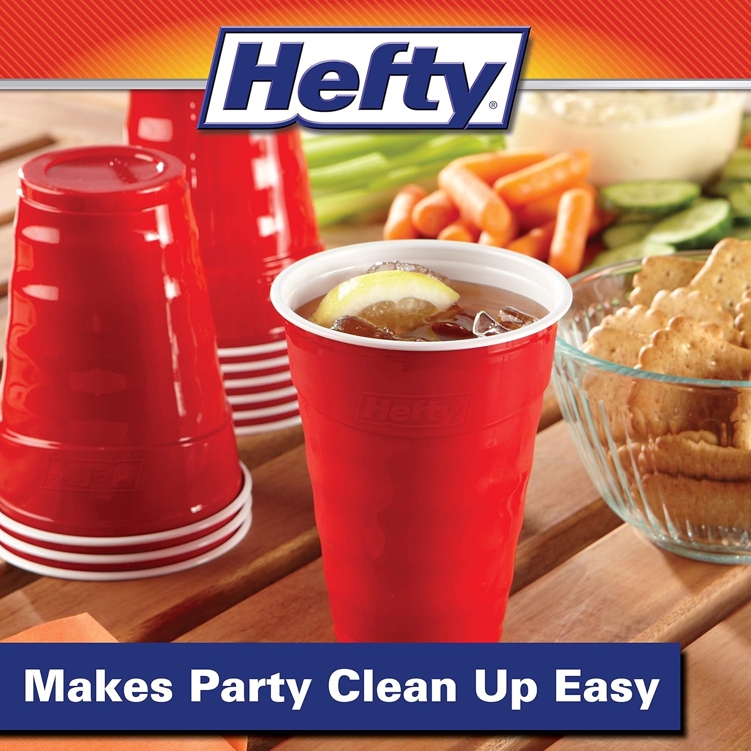Hefty Party On Disposable Plastic Cups, Red, 18 Ounce, 50 Count (Pack of 3), 150 Total: Health & Personal Care