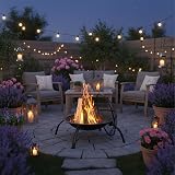Relaxdays XL Fire Pit 56.5cm with Grate, Poker, Spark Screen & Bag view 3