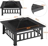 Yaheetech Square Fire Pit 86cm Outdoor Patio Heater Table with Cover view 3