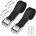 2 Sets 1"x 78"(6.5ft) Battery Tie Down Straps Kit with Stainless Steel Cam Buckle for Boats Battery Hold Down with Stainless Steel and SS Screws for Cooler,Battery Box,Fuel Tank,Luggage Belt,Cars