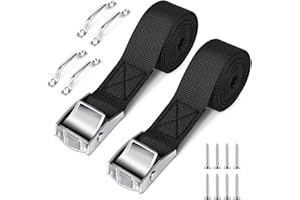 ZRRUOWIN 2 Sets 1"x 78"(6.5ft) Battery Tie Down Straps Kit with Stainless Steel Cam Buckle for Boats Battery Hold Down with Stainless Steel and SS Screws for Cooler,Battery Box,Fuel Tank,Luggage Belt,Cars