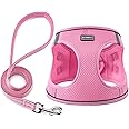 BOOMIBOO Dog Harness with Leash Set, No Pull Adjustable Reflective Step-in Puppy Pet Vest Harnesses for Small Medium Large Dogs and Cats,Pink M