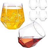 LUODA 32 Pack Clear Plastic Stemless Wine Glasses, 12 Oz Clear Plastic Diamond Glasses, Disposable Whiskey Glasses for Birthday, Housewarming Wine Glasses For White Wine