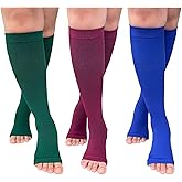 SHUTELI Open Toe Compression socks 3 Pairs Toeless Compression socks for Women Men