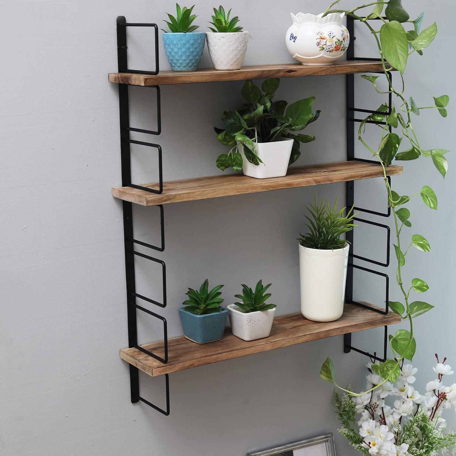 Xllent® Wooden 3 Tier (7U 24") Wall Shalves/Wall Decorative Shelf/Brown