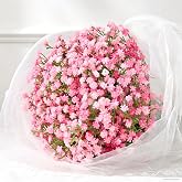 Dolicer 5 Pcs Babys Breath Artificial Flowers Pink Fake Babys Breath | Baby Breath Flowers Artificial Bulk Long Stem Real Touch Gypsophila for Wedding Bridal Bouquet Party Arrangements Home Decor