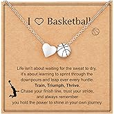 P. BLAKE Softball/Volleyball/Soccer/Basketball Necklace for Girls Women, Ball Heart Pendant Sports Accessories Valentines Birthday Jewelry Gifts for Teen Teenage Her Lovers
