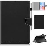DETUOSI Universal 12 inch Tablet Case, 12.5 inch Tablet Cover, Travel Portable Protective Folio PU Leather Stand Shell Case【with 4 Fixed Rings】 for All Kinds of 12-13 inch Android/iOS/Windows Tablet