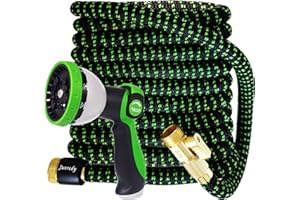 JUNREDY Expandable Garden Hose 25 Feet, Lightweight Water Hose with 10 Function Hose Nozzle Sprayer, Patented Hose, Marine Hose, Camper Hose, No-Kink Durable Flexible Water Pipe, Outdoor Hose for Watering