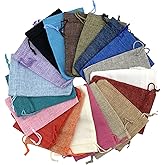 Palmhomee Pack of 20 Burlap Gift Bags with Drawstring Linen Jewelry Pouches Wedding Hessian Jute Bags for Birthday Treat Pouches Party Wedding Favors Gift(4x5.6 Inch, Mixed Colors)